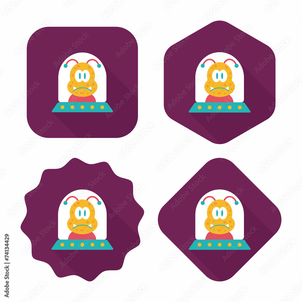 Space UFO flat icon with long shadow, eps10