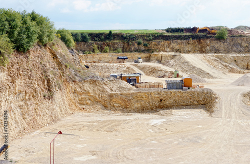 sedimentary rocks at a limestone quarry photo