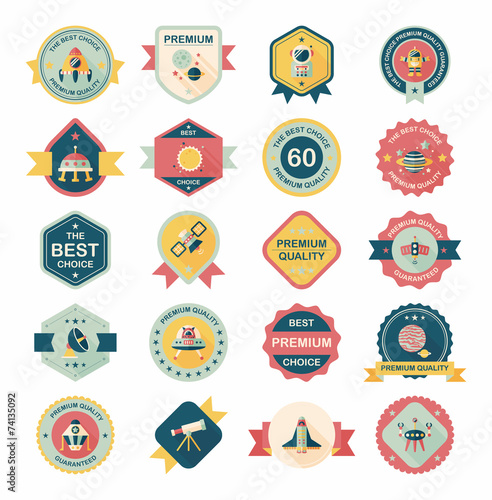 Space badge banner flat design background set, eps10