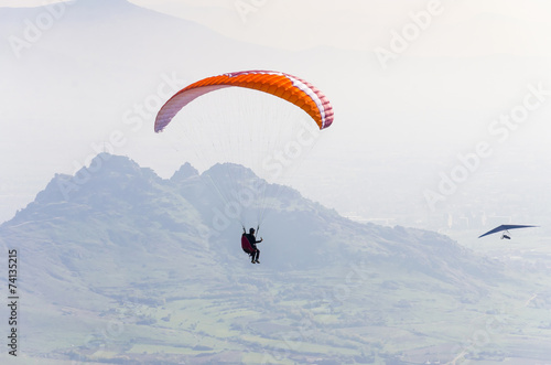 Paraglider flying smoothly through the air