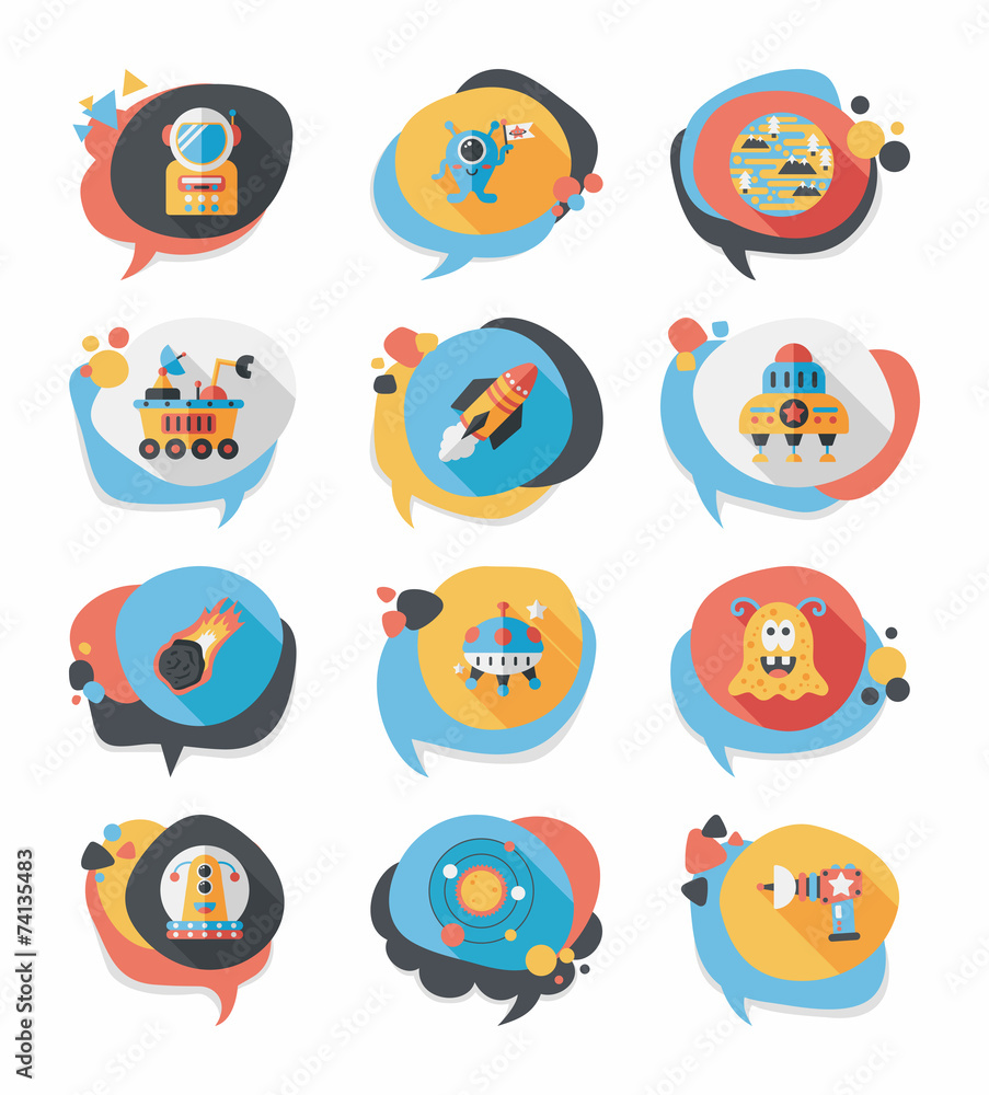 Space speech bubble flat design background set, eps10