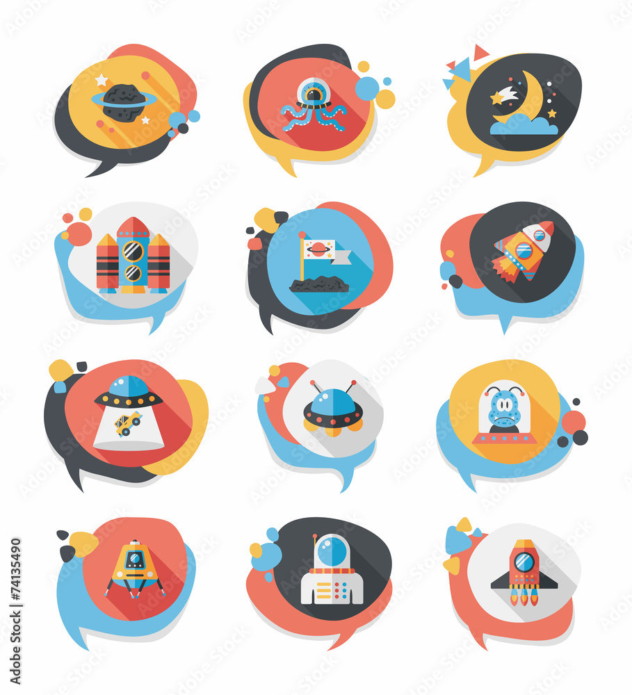 Space speech bubble flat design background set, eps10 Space speech bubble flat design background set, eps10