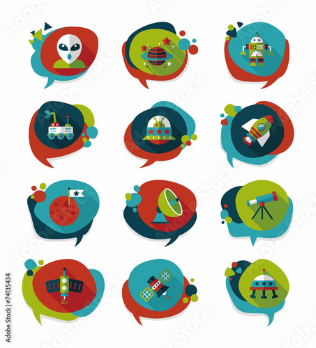 Space speech bubble flat design background set, eps10