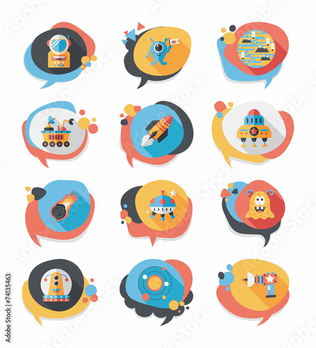 Space speech bubble flat design background set, eps10