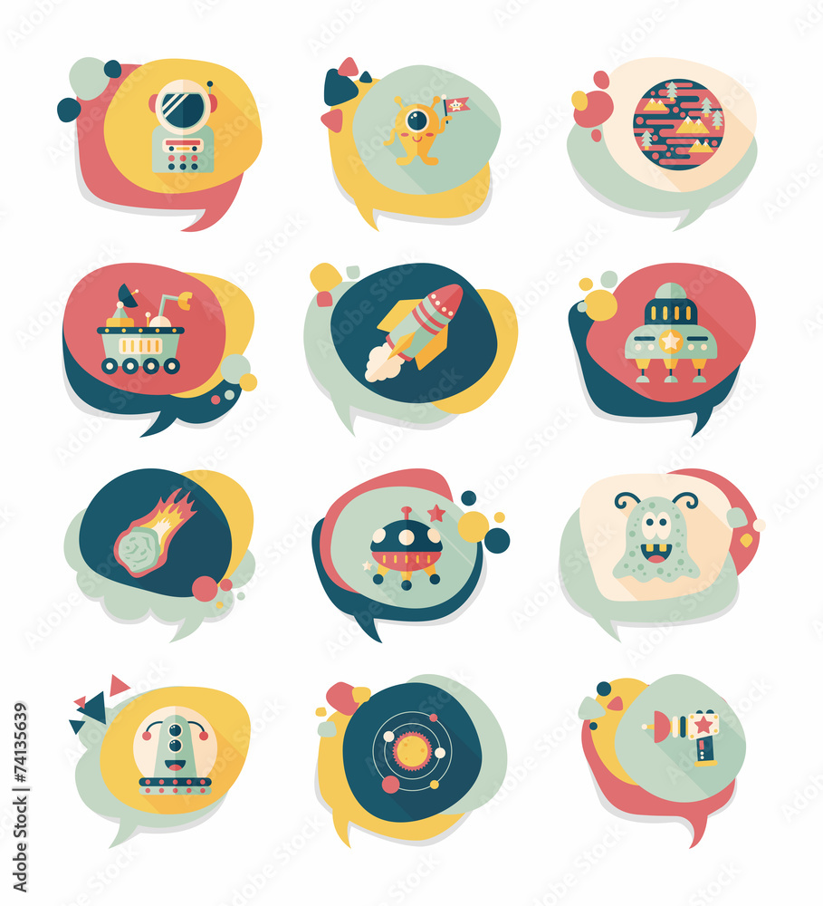 Space speech bubble flat design background set, eps10 Space speech bubble flat design background set, eps10