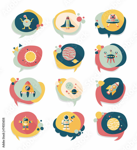 Space speech bubble flat design background set, eps10