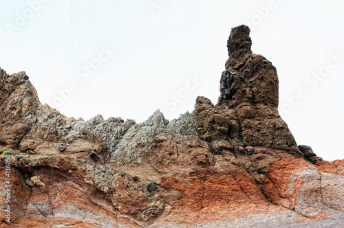 Pico del teide volcano with stone formation roques de garcia