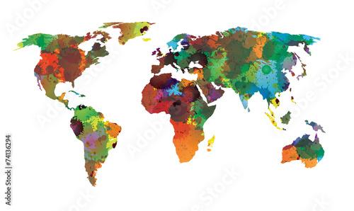 World map water color EPS 10 Vector