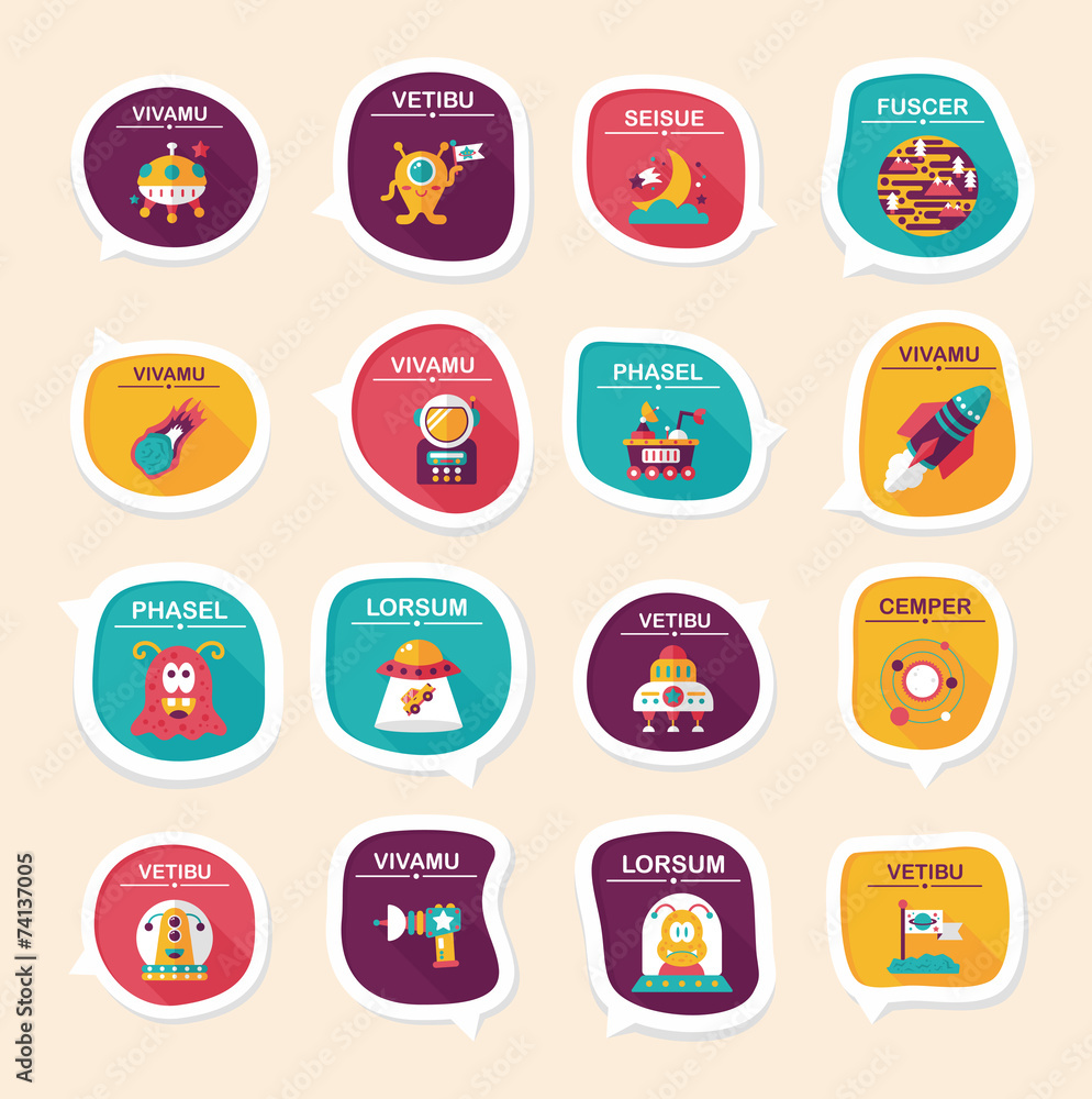 Space speech bubble flat design background set, eps10 Space speech bubble flat design background set, eps10