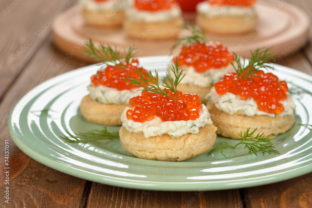 Appetizer with red caviar Appetizer with red caviar