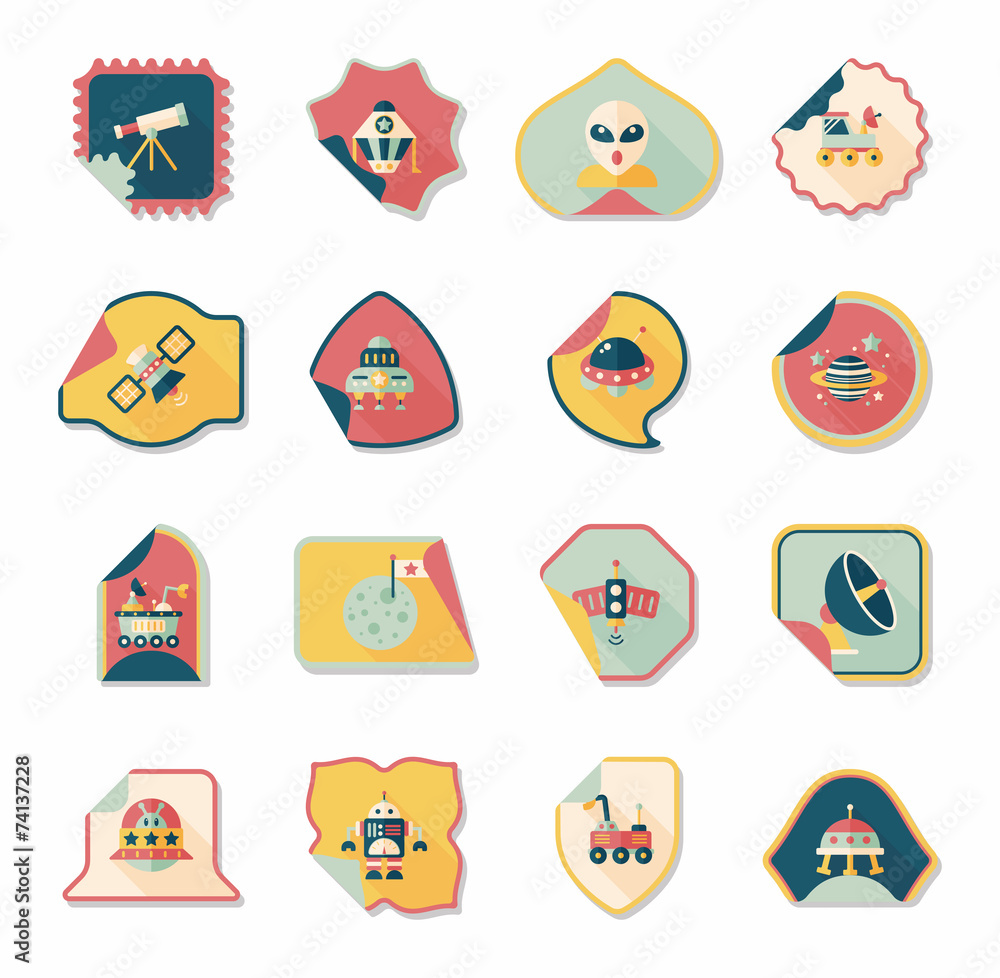 Space stickers banner flat design background set, eps10 Space stickers banner flat design background set, eps10
