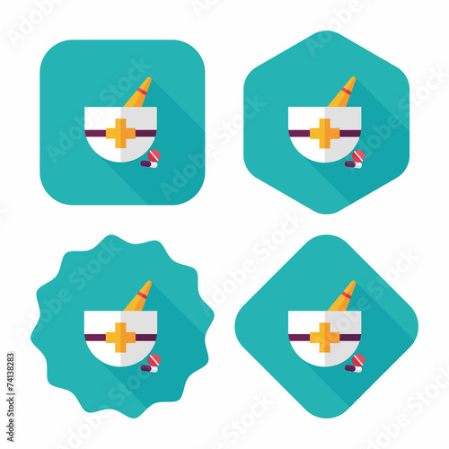 mortar and pestle flat icon with long shadow,eps10