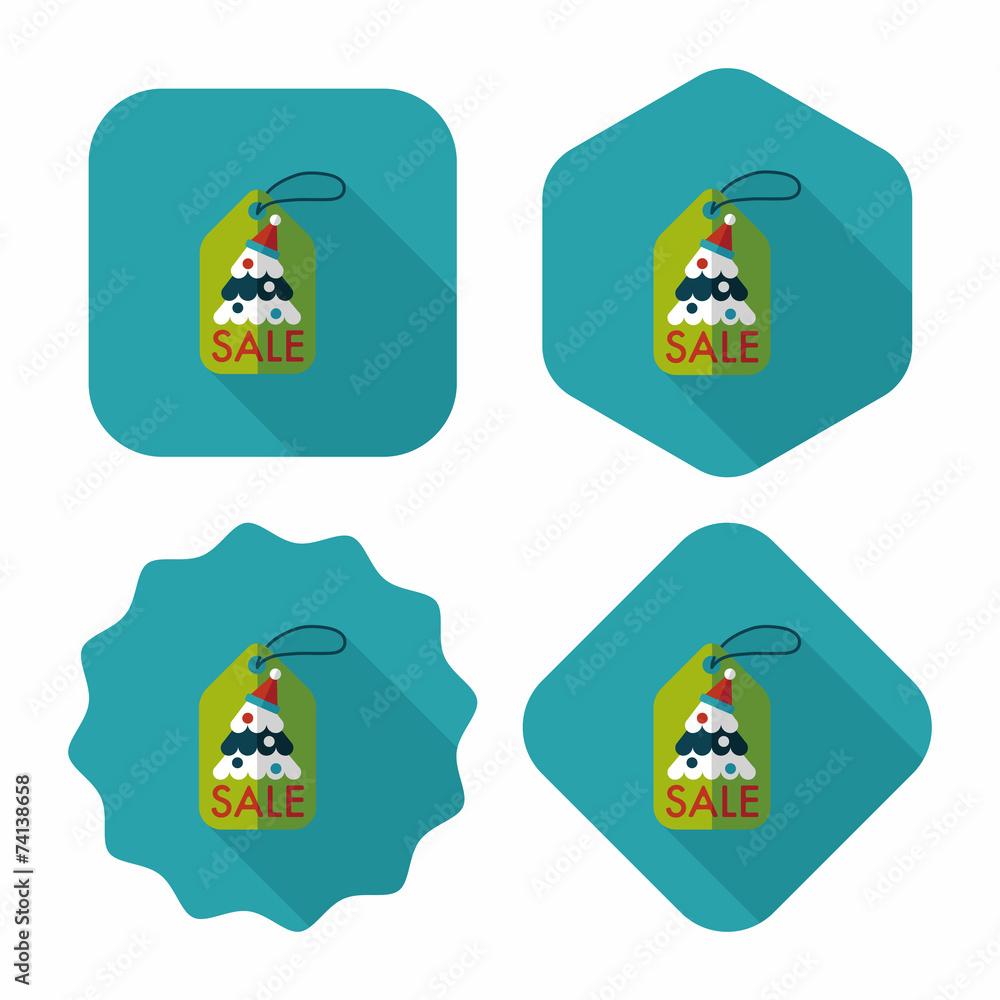 Fototapeta premium Christmas sale flat icon with long shadow, eps10