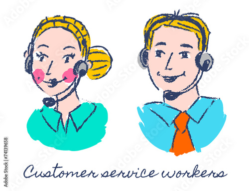 Customer service workers sketch drawing