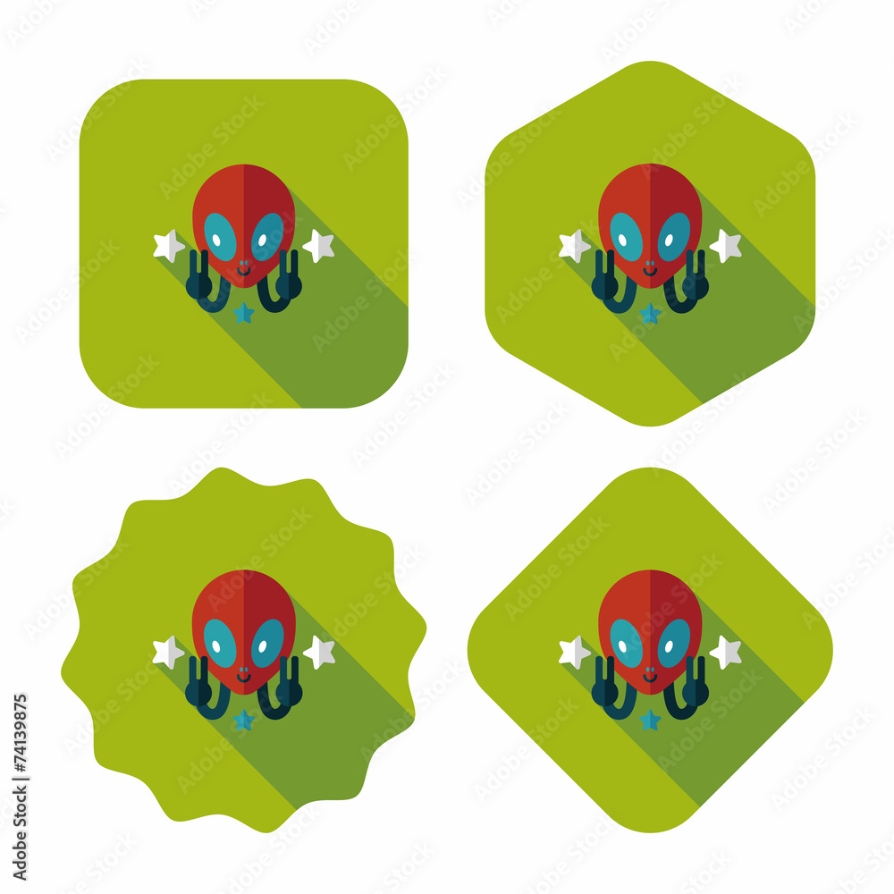 Space alien flat icon with long shadow,eps10 Space alien flat icon with long shadow,eps10