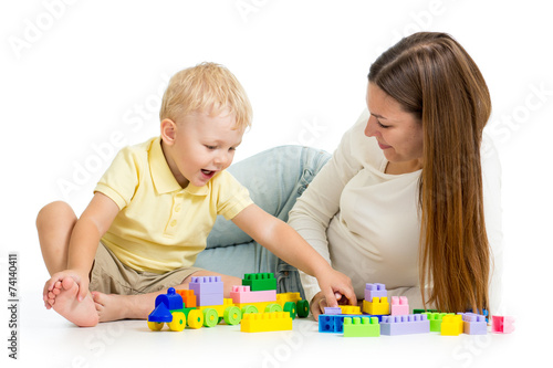 kid boy and mother play tog...