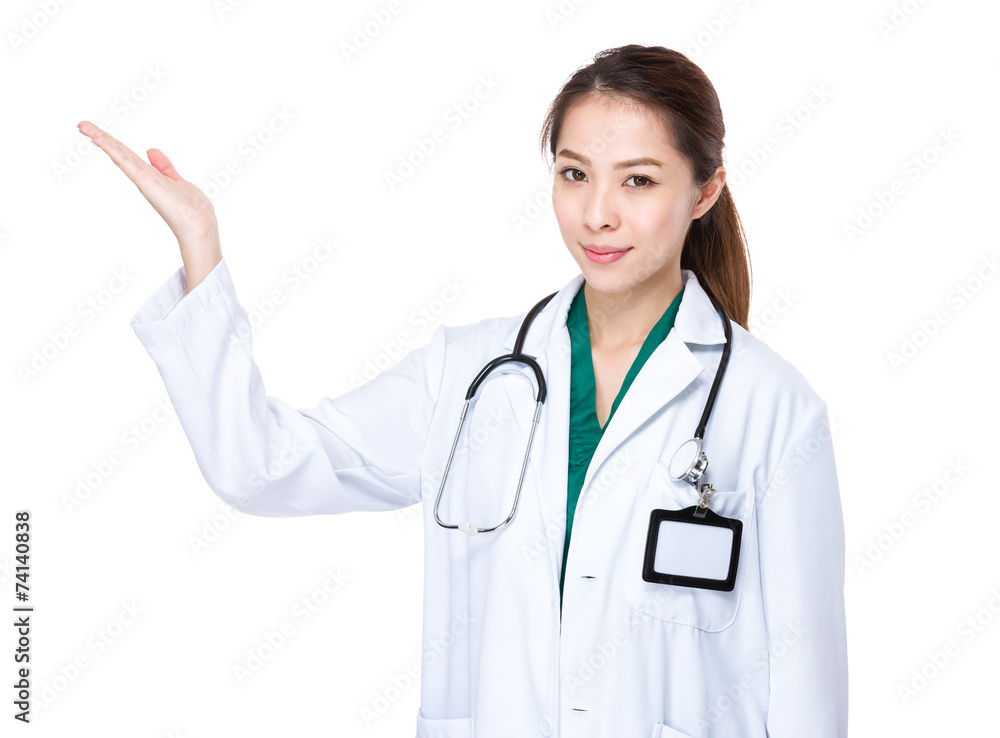 Doctor with hand presentation Doctor with hand presentation