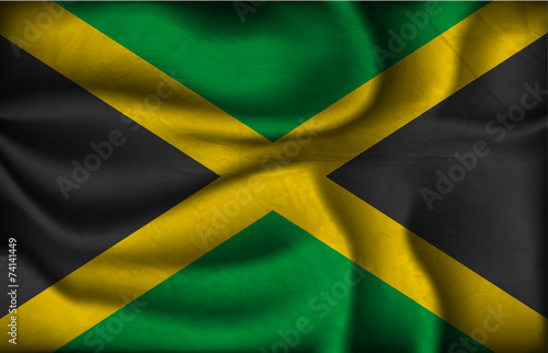 crumpled flag of Jamaica on a light background