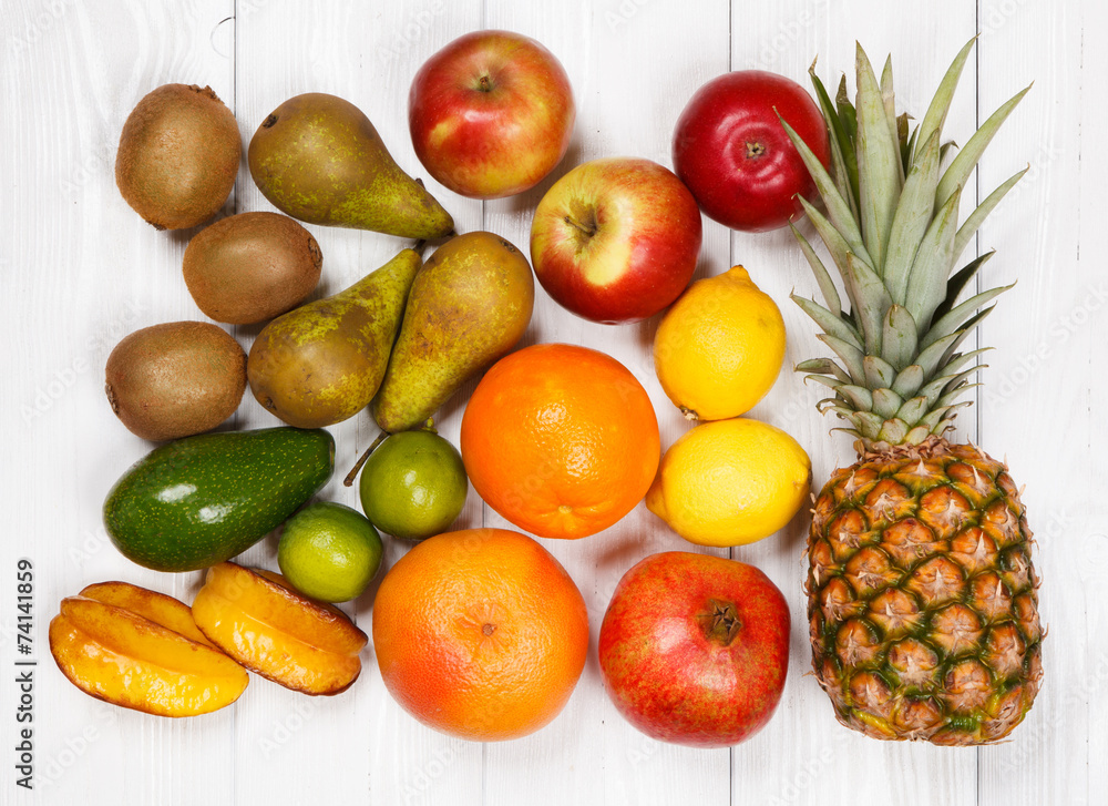Set of colorful fruits