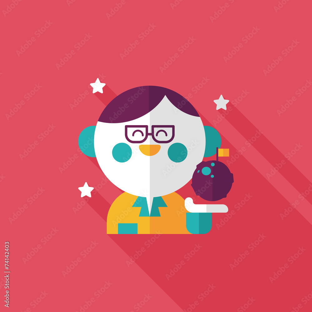 Space scientists flat icon with long shadow,eps10 Space scientists flat icon with long shadow,eps10