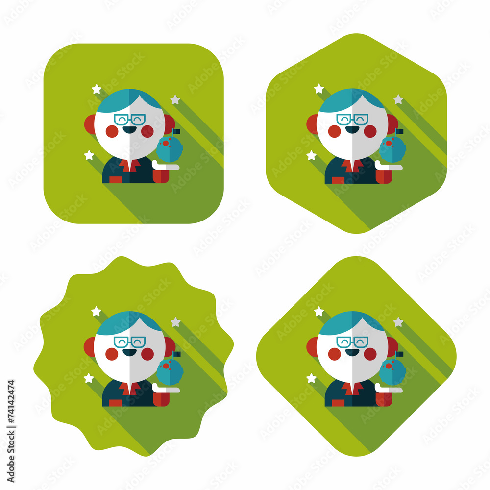 Fototapeta premium Space scientists flat icon with long shadow,eps10