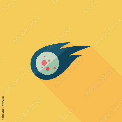 Space Meteorite flat icon with long shadow,eps10