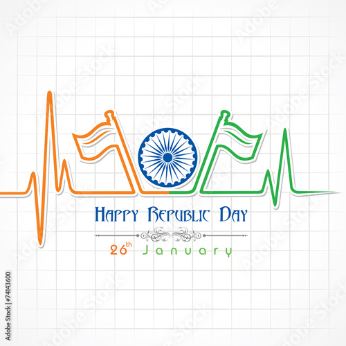 Republic Day greeting with heartbeat stock vector