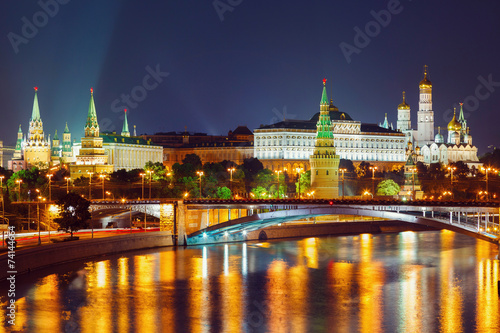 Night view of Moscow Kremlin in Russia