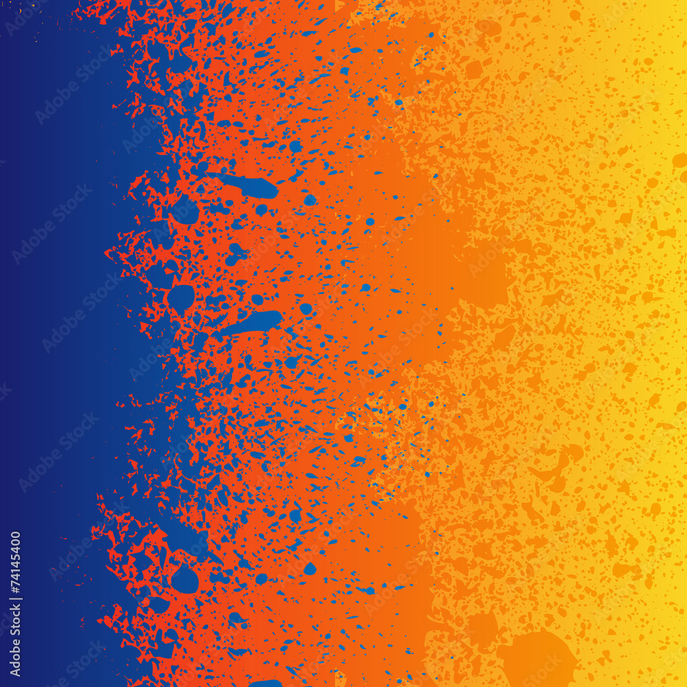 Colorful blue, orange and yellow paint splashes background Stock Vector |  Adobe Stock