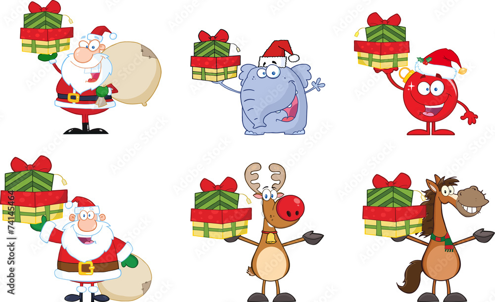 Christmas Cartoon Characters. Collection Set