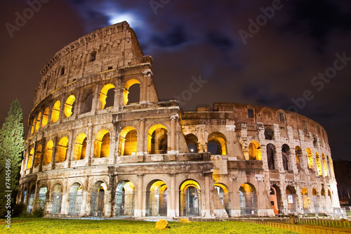 View of the Colosseum at night