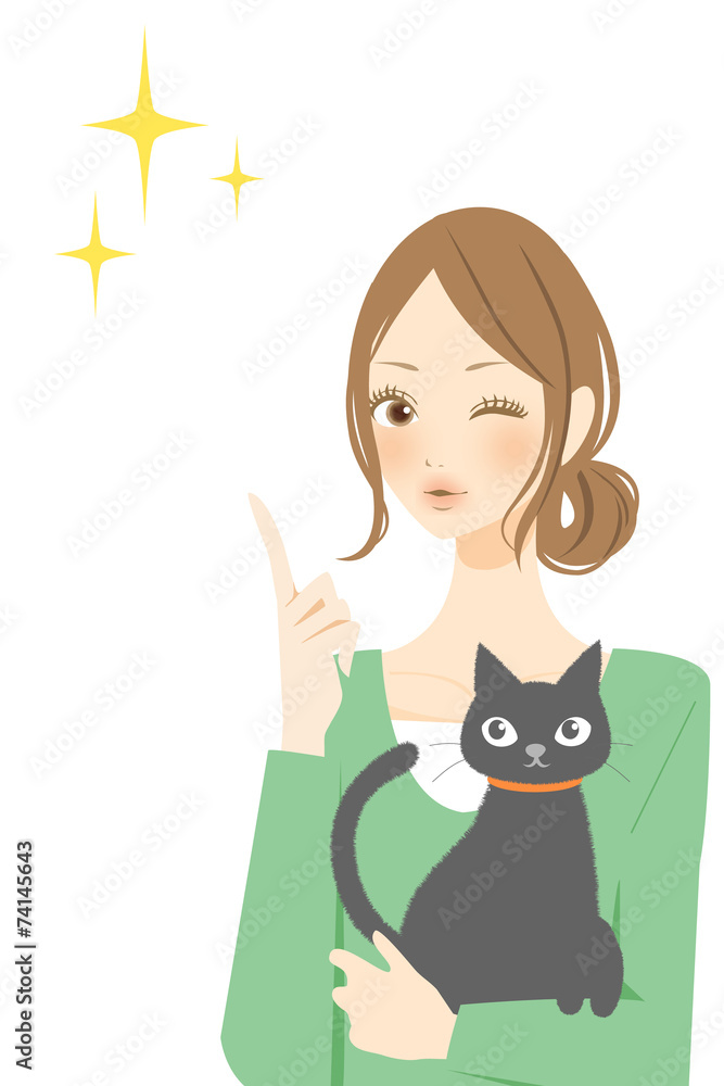 猫と女性 ポイント Stock Illustration Adobe Stock
