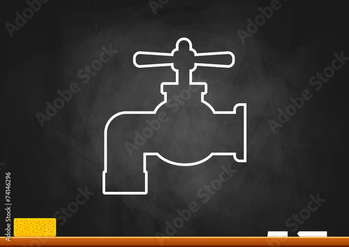 Drawing of faucet on blackboard