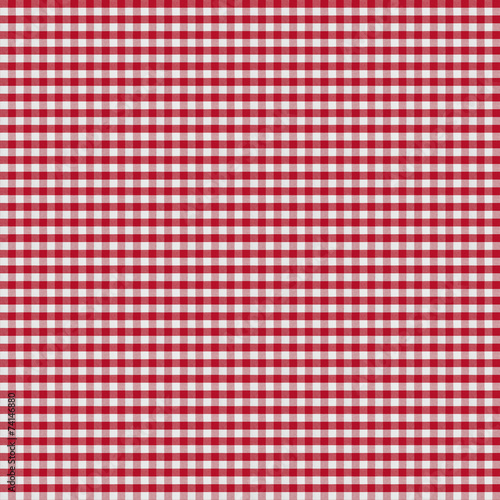 table covered by red checkered tablecloth or gingham cloth