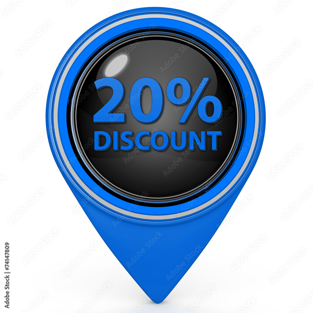 Discount twenty percent pointer icon on white background Discount twenty percent pointer icon on white background