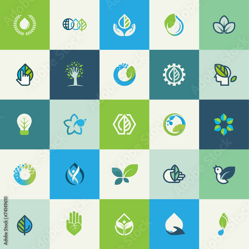 Set of flat design nature icons