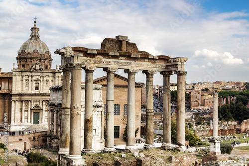 Ruins of the Temple of Saturn in the Roman Forum.