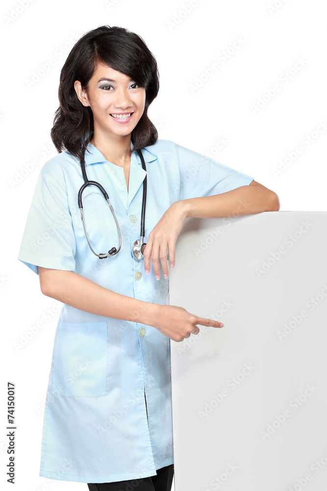 female doctor with a blankboard female doctor with a blankboard