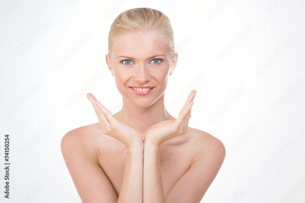 beautiful blond girl smiling with open arms beautiful blond girl smiling with open arms
