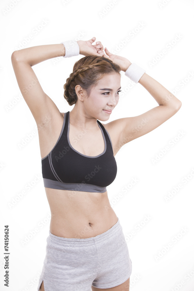 Fitness woman portrait isolated on white background. Fitness woman portrait isolated on white background.