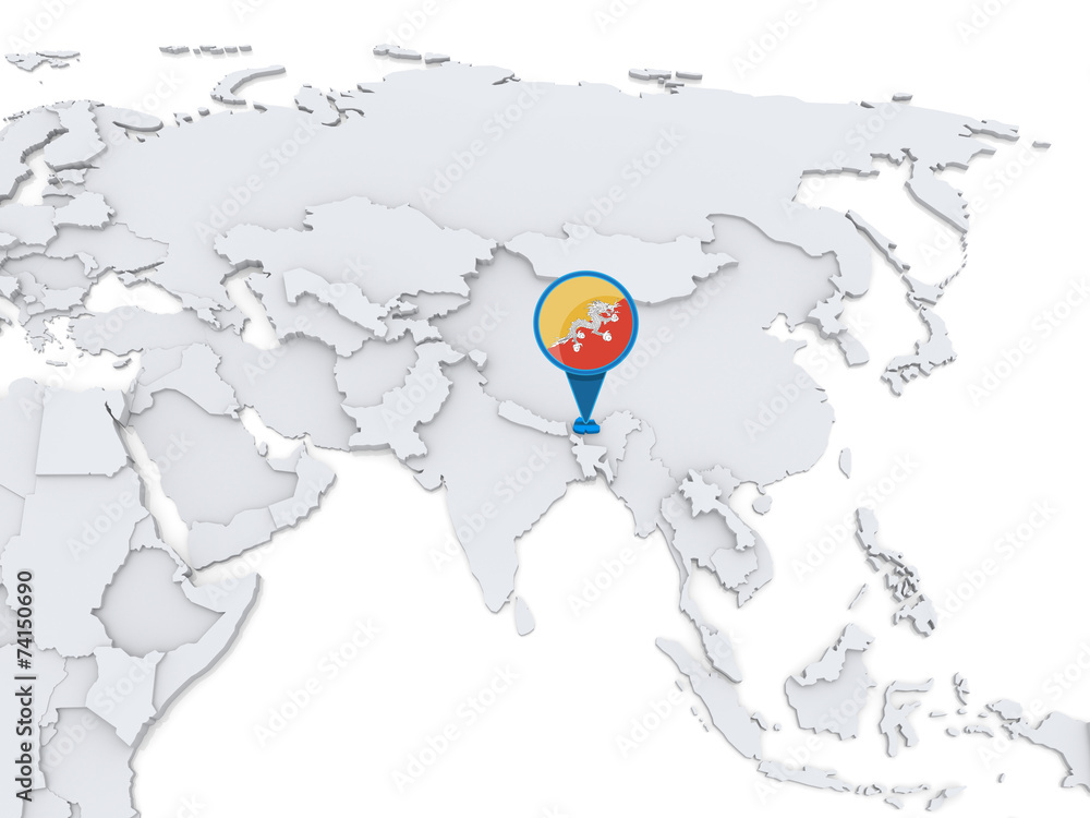 Bhutan On A Map Of Asia Stock Illustration Adobe Stock biman-bangladesh-airlines-ltd