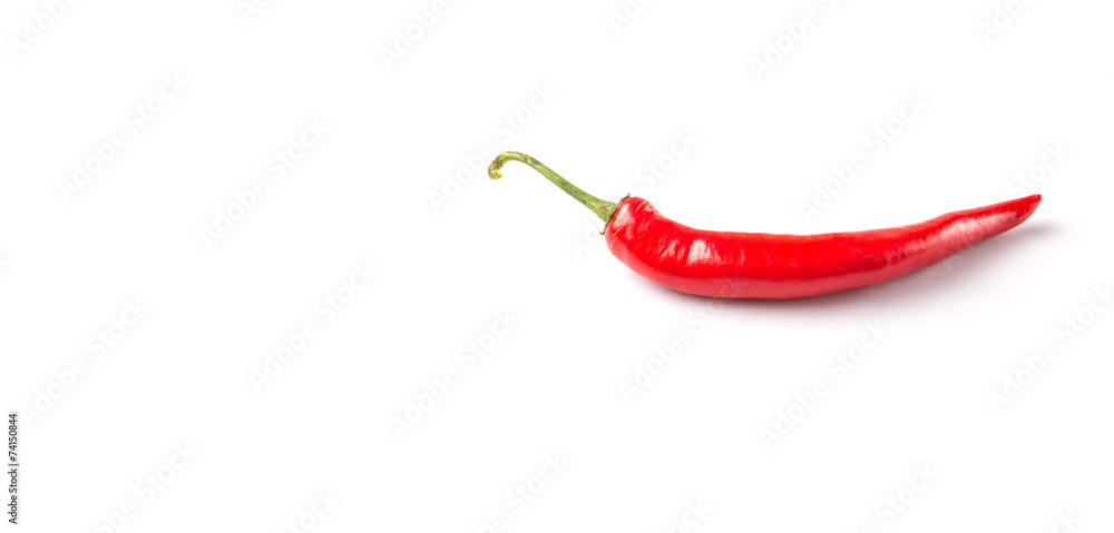 Red chili peppers over white background Red chili peppers over white background