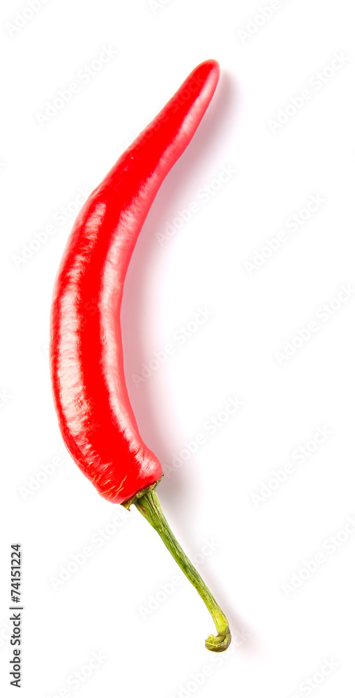 Red chili peppers over white background Red chili peppers over white background