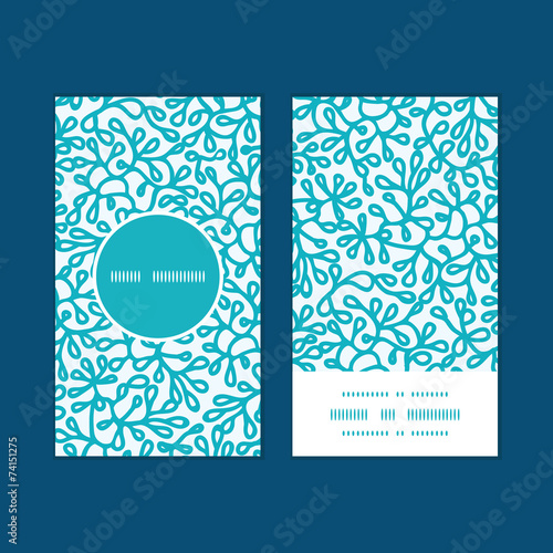 Vector abstract underwater plants vertical round frame pattern