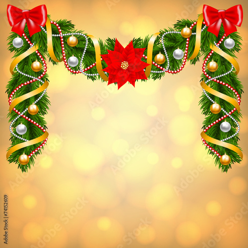 Christmas card with fir-tree decoration