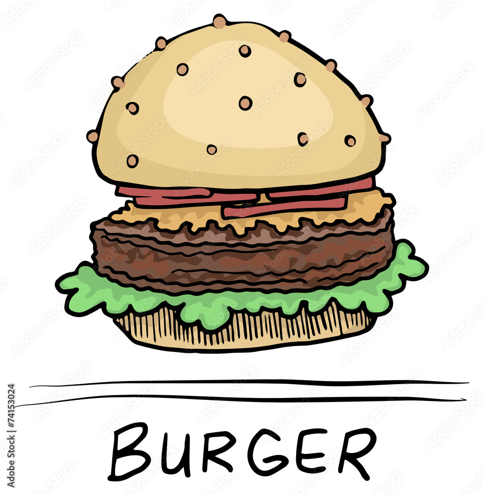 hand drawn Burger, icon, symbol hand drawn Burger, icon, symbol