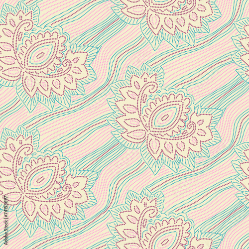 Floral seamless pattern with points