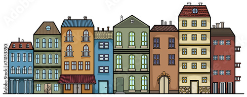 Set of colorful pretty buildings