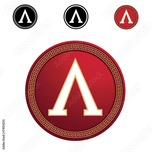 Spartan shield with greek ornament illustration vector