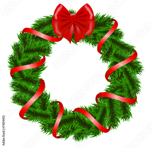 Christmas wreath with red ribbon